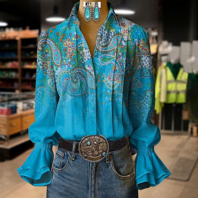 Louise - Chemisier À Imprimé Ethnique Vintage