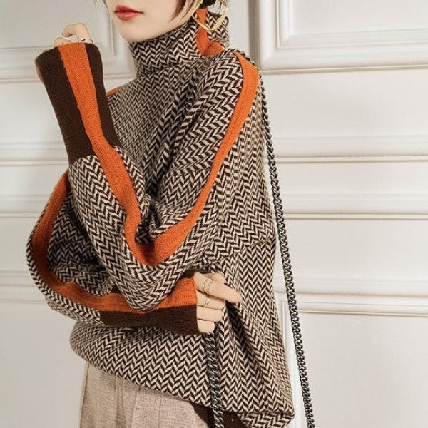 Roxane | Pull à col roulé à rayures contrastantes