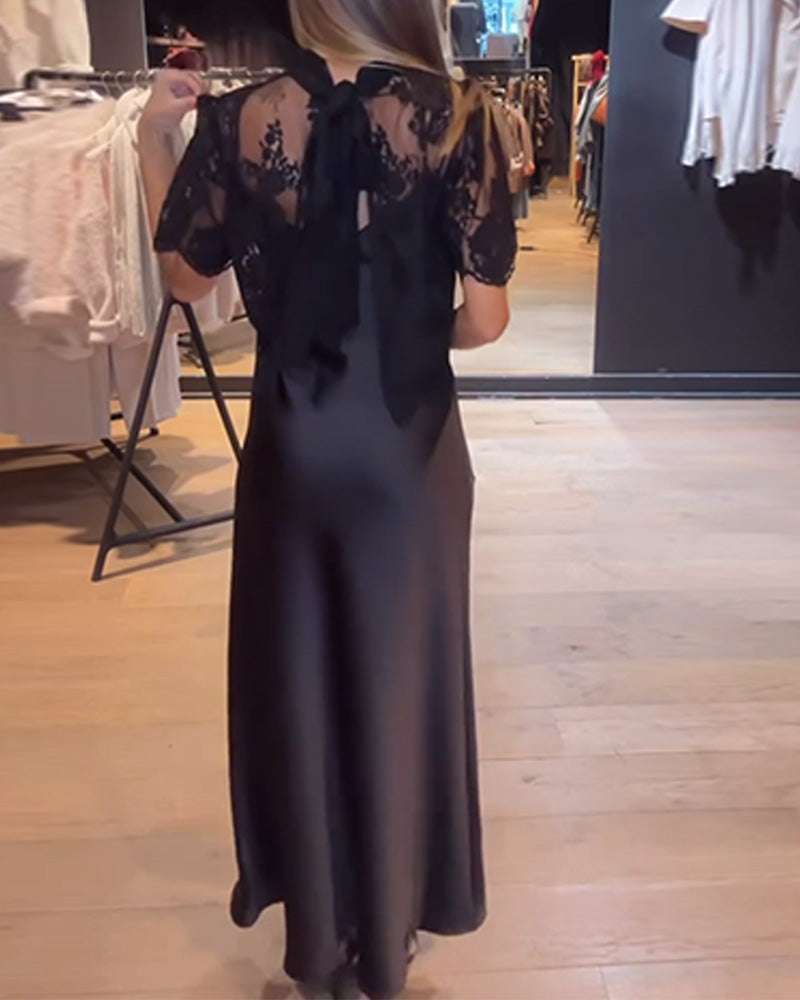 Élina - Ensemble Blouse En Dentelle Et Résille Avec Robe Nuisette Drapée