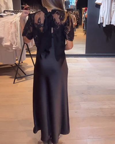 Élina - Ensemble Blouse En Dentelle Et Résille Avec Robe Nuisette Drapée